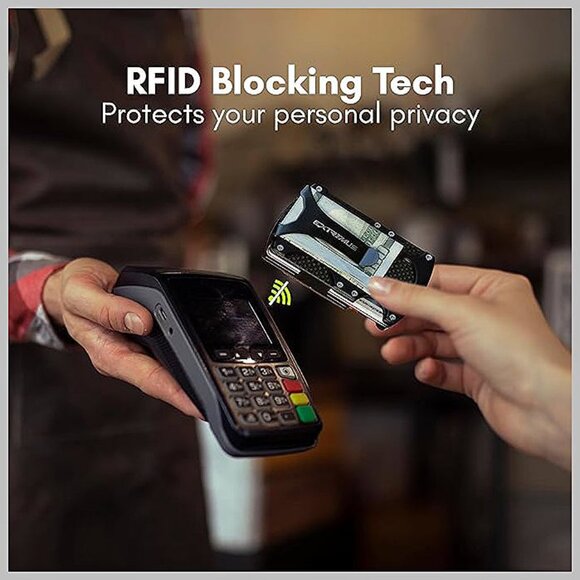 Mens Wallet, Slim Tactical Wallet with Money Clip, Classics - Black - Picture 8 of 9